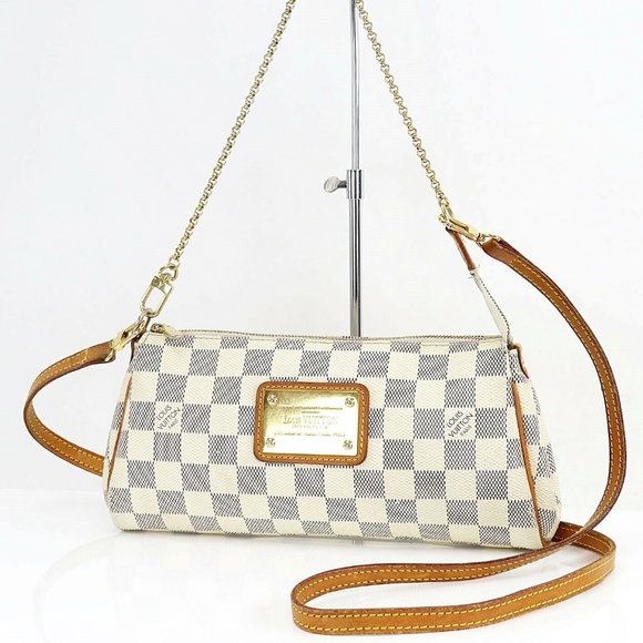 Louis Vuitton Eva Damier Azur Chain Clutch 2 Way Purse Crossbody